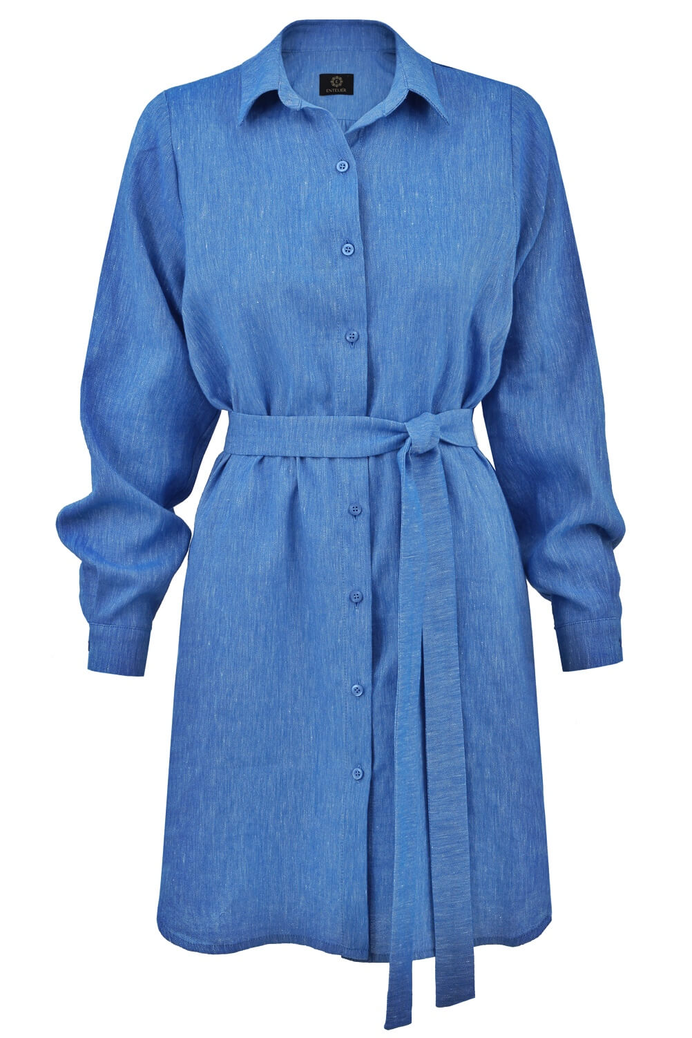 sukienka koszulowa lnianana niebieska