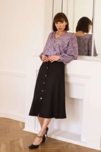 black skirt with buttons