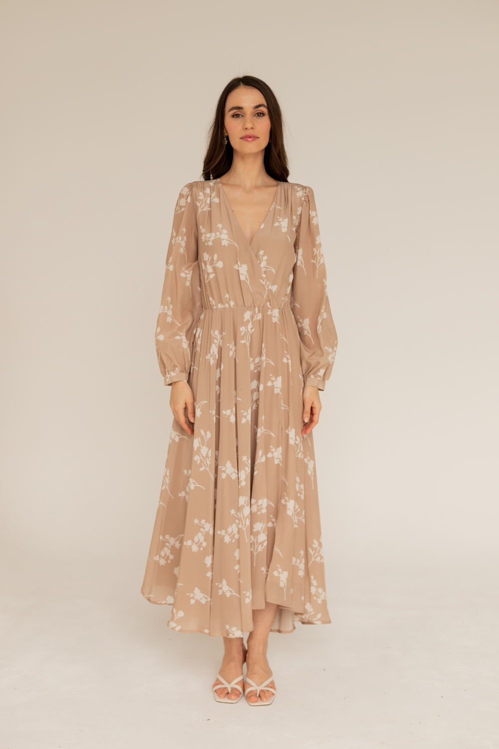 sukienka jedwabna magnolia beżowa