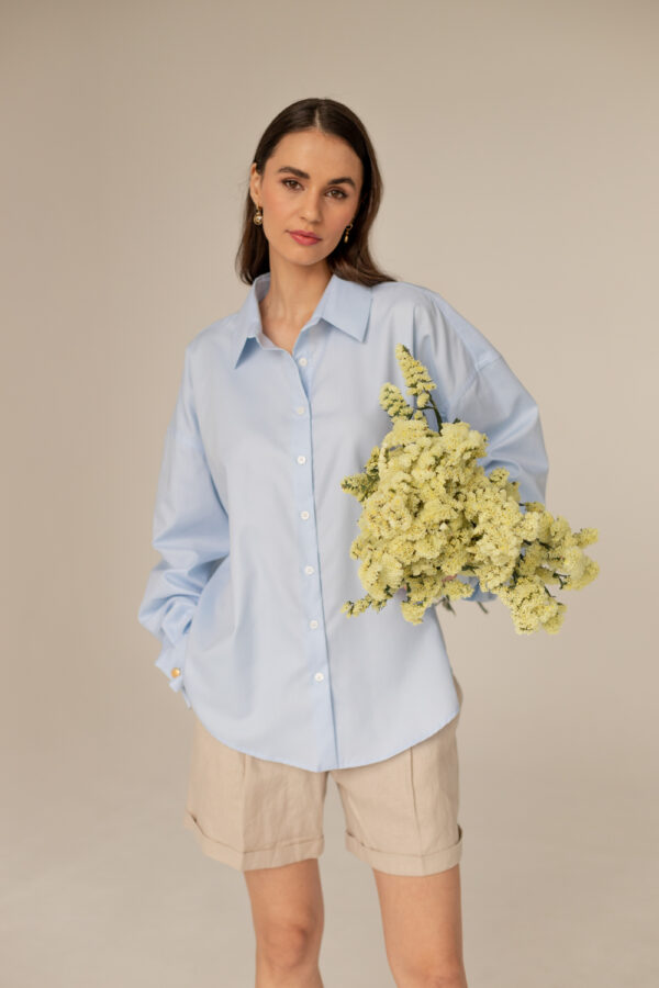classic oversize blue plain shirt