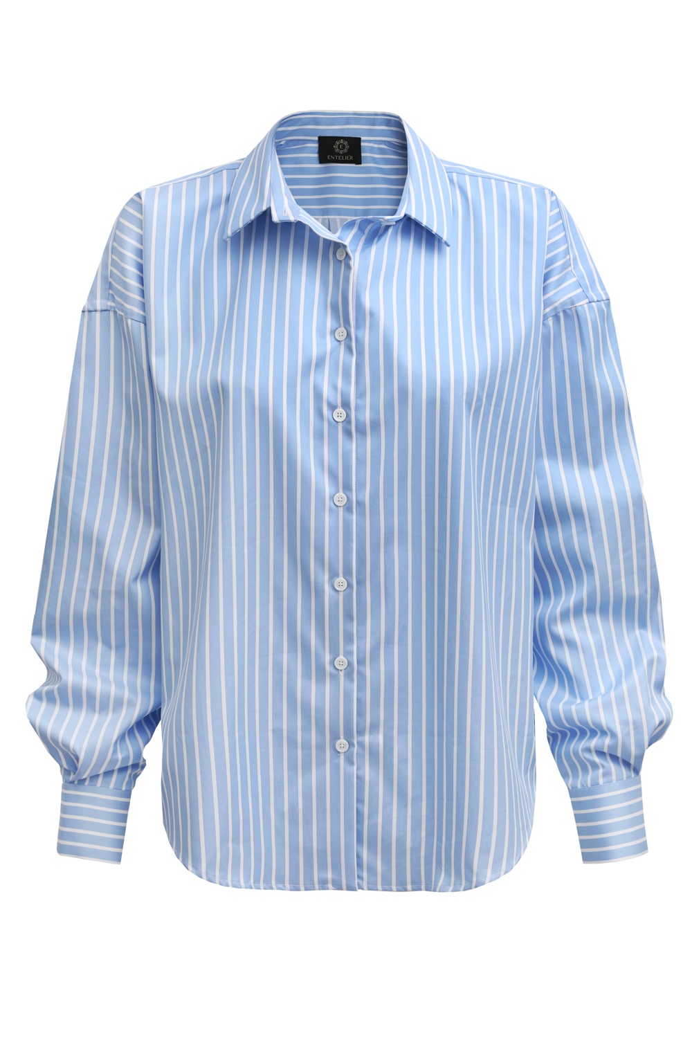 Striped Cropped Cotton Shirt With Pink Accents main image 1