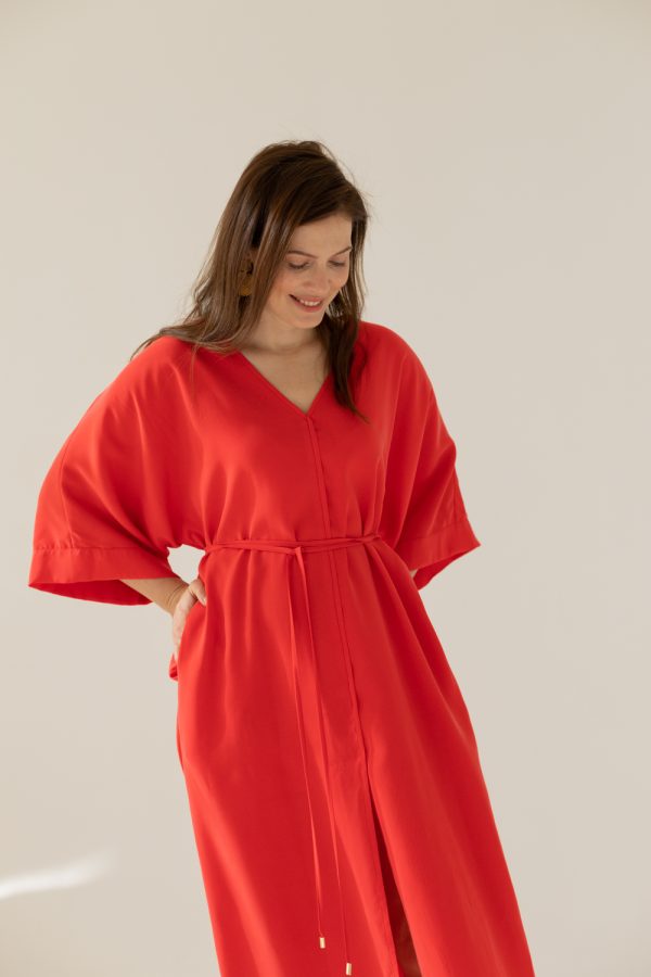 sukienka kimonowa czerwona